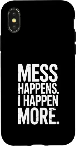 Vista 5 de Mess Happens I Happen More Funny Toddler Chaos Case for iPhone XR