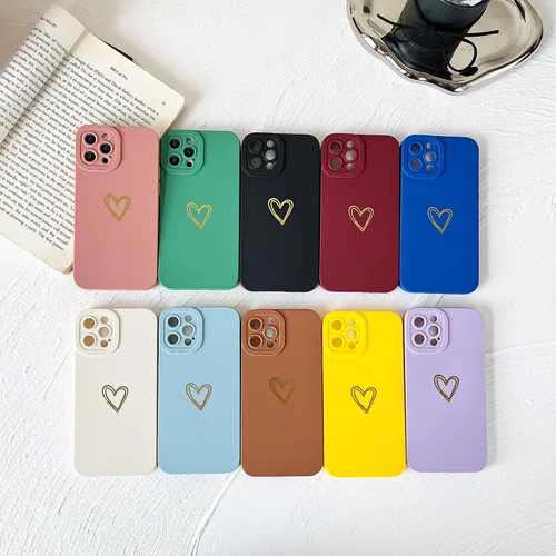 Vista 6 de Yeddabox Funda compatible con iPhone 12 Pro Max para mujer, funda bronceadora de lujo con forma de corazón, bonita funda de TPU suave a prueba