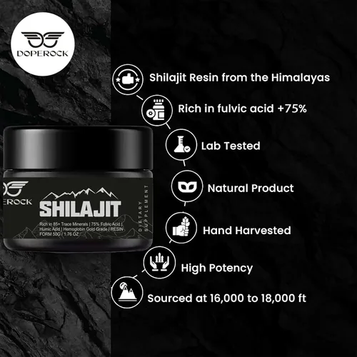 Vista 3 de Shilajit - Resina Shilajit orgánica pura del Himalaya 500 mg de máxima potencia, natural orgánica Shilajit resina con más de 85 oligominerales, 75%