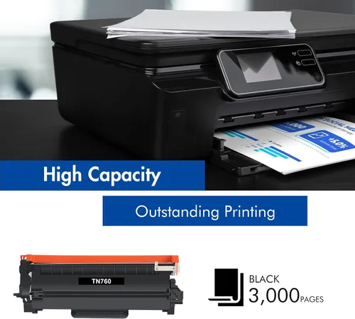 Vista 3 de TN760 TN-760 TN730 - Cartucho de tóner negro de alto rendimiento compatible con Brother TN 760 Toner para HL-L2395DW HL-L2370DW HL-L2390DW