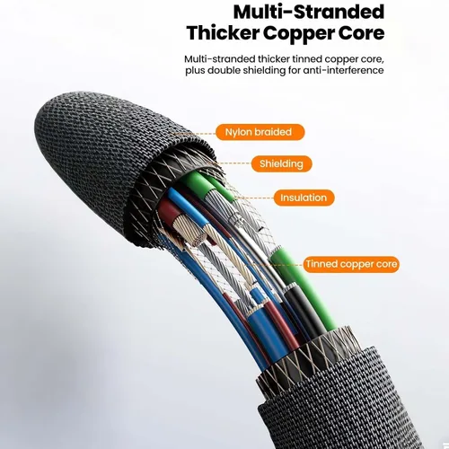Vista 3 de Cable de carga USB C corto en espiral, paquete de 3 cables de datos trenzados de nailon retráctil de 120 W, cable de carga rápida de resorte