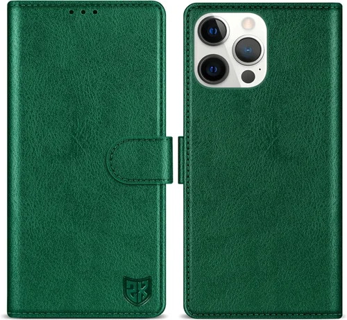 Vista 17 de ZZXX Funda tipo cartera para iPhone 14 Plus con bloqueo RFID, ranura para tarjetas, función atril, cierre magnético, funda protectora de cuero Negro