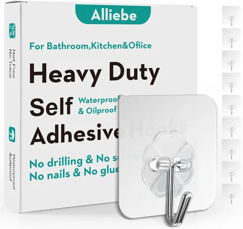 Vista 8 de Paquete de 30 ganchos autoadhesivos resistentes de 13 libras (máx.) para colgar en la pared, impermeables, a prueba de aceite, para baño, ducha