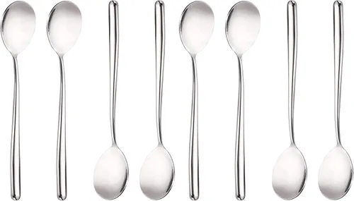 Vista 6 de Cuchara de acero inoxidable, mango largo, cucharas de sopa de mango largo coreano, cuchara de sopa de mango redondo de acero inoxidable, cucharas