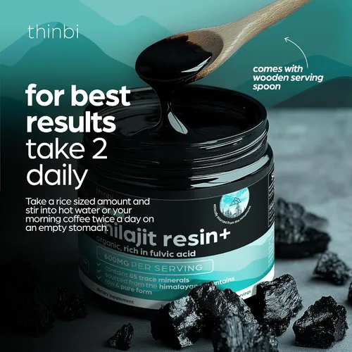 Vista 5 de Resina Shilajit extra fuerte de 4 onzas, Shilajit puro del Himalaya para hombres y mujeres, 75% más de ácido fúlvico y 85 minerales traza