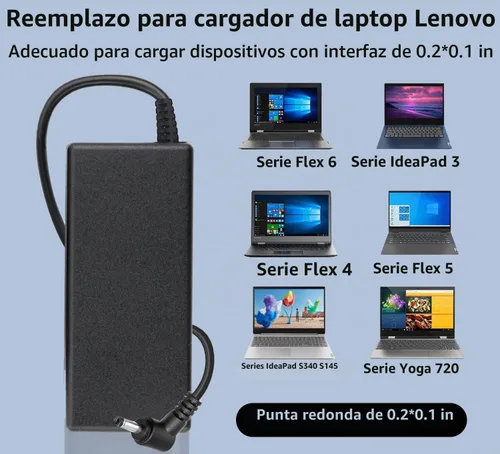 Vista 3 de Cable de alimentación de 65 W para Lenovo IdeaPad Charger, IdeaPad 1 3 5