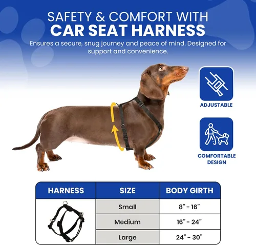 Vista 2 de FIDORIDO Asiento de automóvil para perro, asiento de auto con funda, arnés y correas, base de plástico duradero, cómodos cojines, fácil de instalar