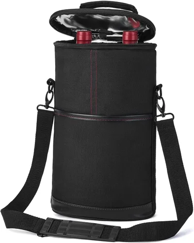Vista 14 de ALLCAMP - Bolsa de vino con compartimento refrigerador, juego de picnic que lleva dos juegos de vajilla