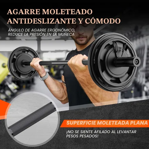 Vista 2 de 57"Olympic Barbell Bar, 2" Standard Straight Bars for Weight Lifting Barbells Bar for Bench Press/Squats/Hip Thrusts/Lunges/Biceps- Home Gym