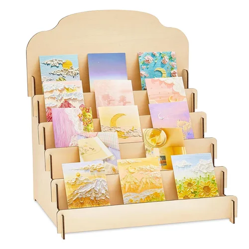 Vista 8 de Barydat Soporte de Exhibición Grande para Tarjetas de Felicitación, Soporte de Madera Escalonado para Postales, Folletos, Fotos, Joyas, Aperitivos
