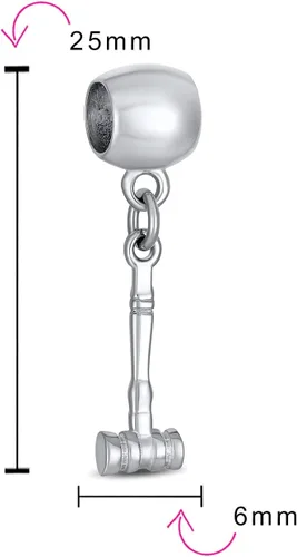 Vista 3 de Squash Racquetball Deportes Raqueta de tenis Croquet Lacrosse Polo Cricket Mazo Deportivo Gavel Charm Bead para Mujeres para Adolescentes Plata