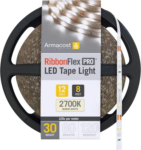 Vista 22 de Armacost Lighting RibbonFlex Pro 133210 - Tira de luces LED blancas de 12 V, 120 LED/m, 2700K, 8.2 pies