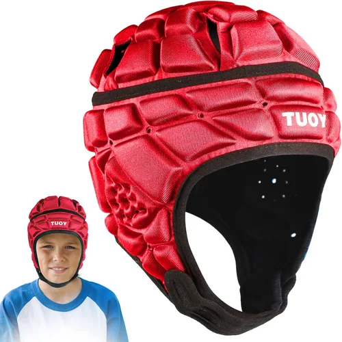 Vista 6 de Casco acolchado de carcasa suave, protección para la cabeza de rugby 7 v7 bandera de fútbol fútbol portero gorra protectora para niños, jóvenes