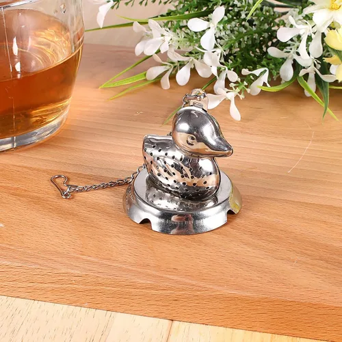 Vista 4 de Mini infusor de té suelto duradero, infusor de té de acero inoxidable, forma de pato para sala de estar, oficina, cocina, casa de té