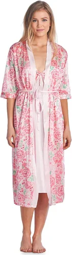 Vista 14 de Casual Nights Conjunto de bata y camisón de satén de 2 piezas para mujer Bordado Azul