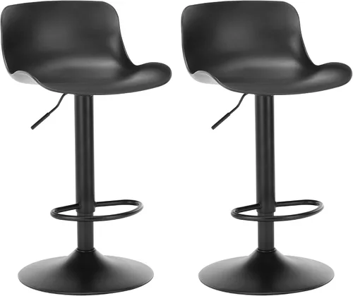 Vista 7 de LSSBOUGHT Taburetes de bar, taburetes de bar giratorios de altura de mostrador con respaldo de carcasa de plástico, sillas de bar ajustables, Negro