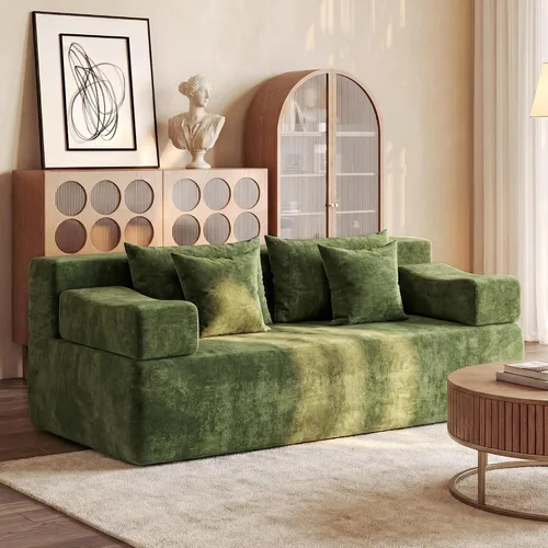 Vista 22 de MONVANE Sofá Seccional Modular de 103'', Sofá Seccional Cloud con Otomana, Sofá Convertible de Chenille en Forma de L con Asiento Profundo, Sofás