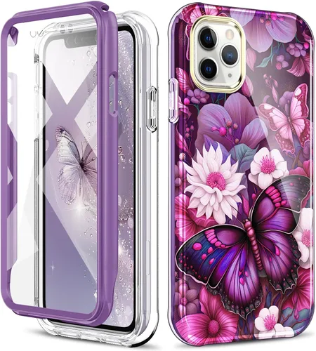 Vista 65 de Bonita funda de mármol para iPhone 11 Pro Max de 6.5 pulgadas, fabricada con protector de pantalla, ligera y elegante, cuerpo completo, a prueba