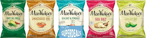 Vista 3 de Papas Fritas Cocidas en Caldero de Miss Vickie's Paquete de Valor Empaquetado por SUPERDEALS Bolsa de 1.375 Oz Paquete de Variedad Supremo de 5
