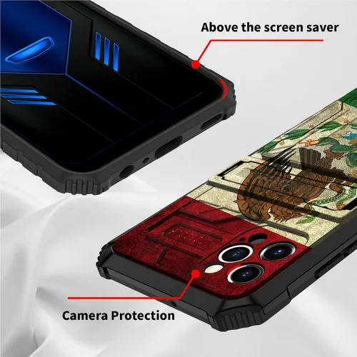 Vista 6 de Funda tipo cartera para iPhone 13 Pro Max con soporte para tarjetas, función atril, híbrida, de doble capa, protección a prueba de golpes