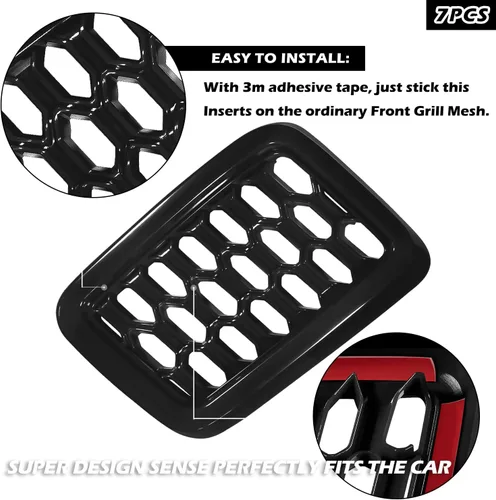 Vista 4 de Insertos de parrilla para Jeep Grand Cherokee 2017 2018 2019 2020 2021 parrilla de panal de abeja accesorios exteriores Kit de superposición