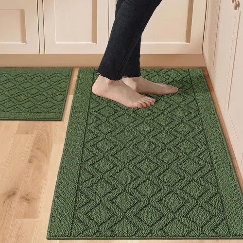 Vista 21 de COSY HOMEER Tapete de cocina antideslizantes, absorbentes para el piso, alfombra de cocina lavable, tapete de pie para fregadero, alfombra de Beige