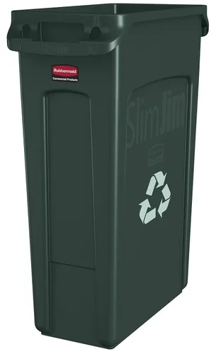 Vista 7 de Rubbermaid Commercial Products - Basurero de reciclaje, diseño rectangular con canales de ventilación, modelo Slim Jim, Beige