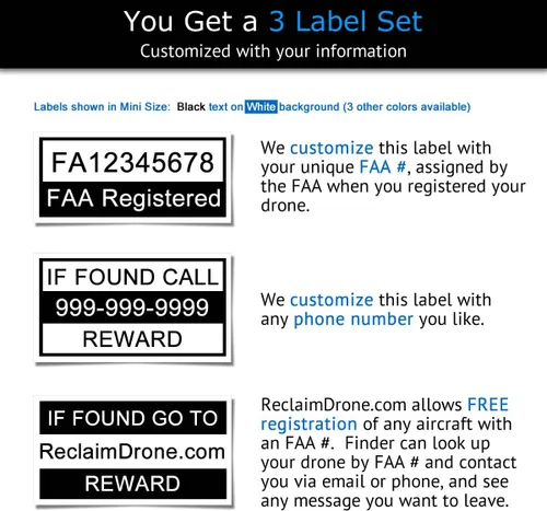 Vista 6 de Mavic Air - Paquete de identificación de drones de la FAA - Etiquetas (3 juegos de 3) + tarjeta de identificación de registro FAA UAS para pilotos