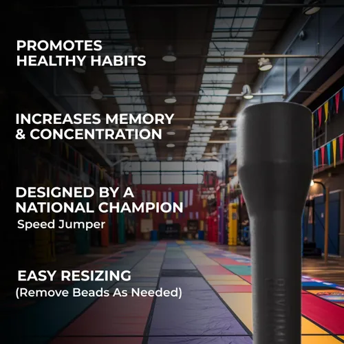 Vista 4 de Elite Jumps - Cuerda de saltar con cuentas para niños, equipo de entrenamiento duradero, sin enredos, cuerda de saltar segmentada ajustable