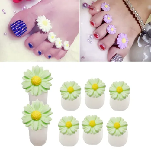 Vista 5 de Uonlytech Separadores de dedos de silicona de margaritas para pedicura, arte de uñas, espaciadores de dedos suaves para secado de esmalte y alivio