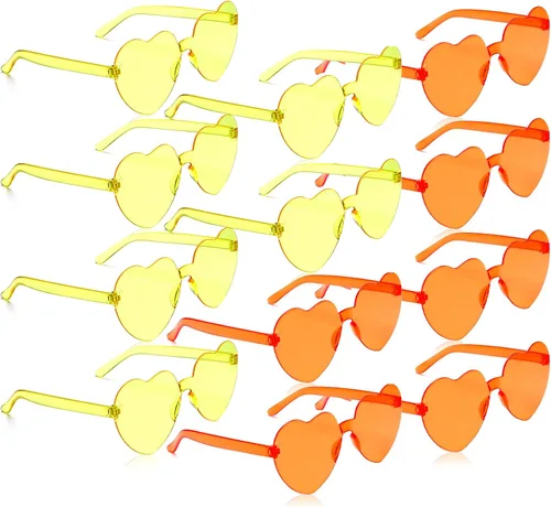 Vista 30 de Lentes de sol con forma de corazón, 2 pares de lentes de sol en forma de corazón, gafas de sol rave para mujeres, regalos de fiesta