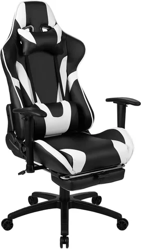 Vista 12 de Flash Furniture X20 - Silla giratoria de policarbonato ergonómica y ajustable con respaldo completamente reclinable en LeatherSoft negro