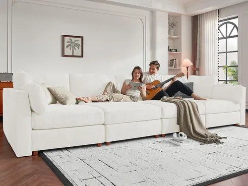 Vista 8 de CUGOAO Sofá biplaza extragrande de 83.5 pulgadas, sofás para sala de estar, sofá nube de felpilla de asiento profundo, sofá modular seccional, funda