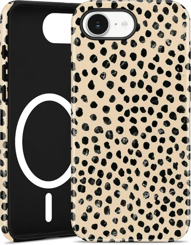 Vista 10 de Jusy Compatible con MagSafe Brown Tortoise Shell Print Phone Case para iPhone 7/8/SE, funda protectora magnética de lujo de TPU suave