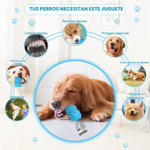 Vista 4 de PIFFZEDO Juguetes para perros para masticadores agresivos, juguete interactivo de goma natural con sonido y masticable para razas medianas solamente