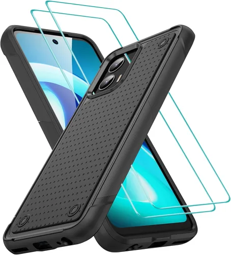 Vista 24 de Jeylly Funda para Motorola G Power 5G (2023) con 2PCS protectores de pantalla de vidrio, protección resistente de plástico duro+parachoques