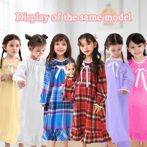 Vista 7 de Camisones para niñas, vestido de princesa de algodón, camisón vintage para niñas (Doll, niñas, mujeres)