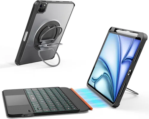 Vista 11 de WIWU - Funda con teclado para iPad Pro de 11 pulgadas, M5/M4 2025/2024 con soporte giratorio de 360°, color negro