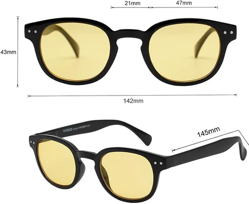 Vista 5 de VITENZI Lentes de visión nocturna para hombres y mujeres, seguridad antirreflejos, para conducir por la noche, color amarillo HD, lentes de sol