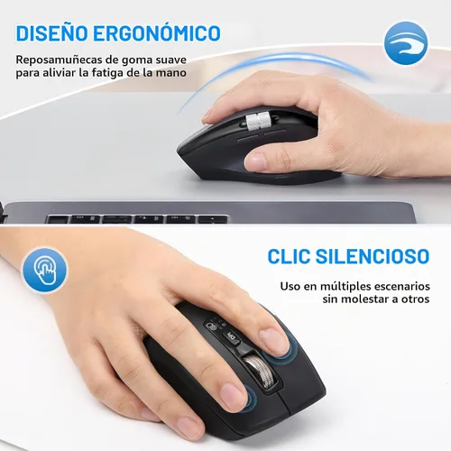 Vista 4 de INFINMIND Ratón inalámbrico Bluetooth con desplazamiento lateral y multidispositivo, ratones de computadora ergonómicos con desplazamiento
