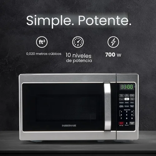 Vista 2 de [Usado] Farberware - Horno microondas de sobremesa de 0.7 pies cúbicos – 700 vatios de potencia, configuraciones de cocción automática