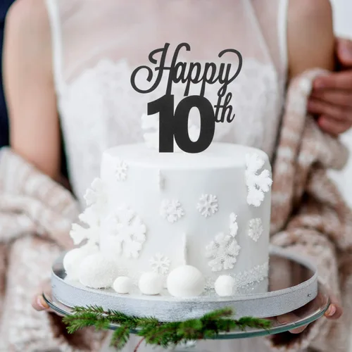 Vista 5 de LINGTEER - Decoración para pastel con texto "Happy Birthday 100", color negro