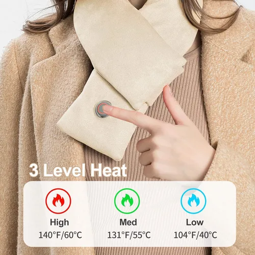 Vista 4 de ASLDOIWEH Heated Scarf for Women & Men Christmas Gifts, Electric Heating Scarf with 4000 mAh Power Bank, Neck Heating Pad for Neck Pain, USB