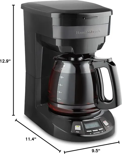 Vista 10 de Hamilton Beach Cafetera de goteo programable de 12 tazas con 3 opciones de preparación, jarra de vidrio, pausa y vierte automáticamente, acero