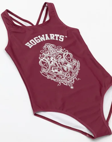 Vista 2 de Harry Potter Bañadores Niñas Hogwarts Borgoña O Azul Marino Hedwig Trajes de baño