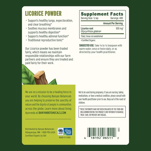 Vista 3 de Banyan Botanicals Polvo de regaliz – Polvo de raíz de regaliz orgánico (Glycyrrhiza Glabra) – para apoyar la digestión saludable y la función