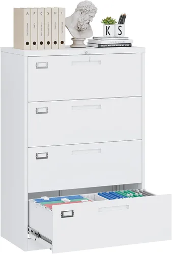 Vista 13 de Yizosh Archivador de 2 cajones con cerradura, gabinete de almacenamiento de archivos de oficina con bloqueo de metal con cajones, organizador
