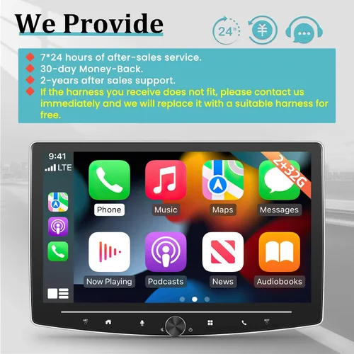 Vista 7 de [2+64G] Estéreo de coche con pantalla táctil de un solo DIN con Apple Carplay inalámbrico y Android Auto - Radio de pantalla táctil Android de 10