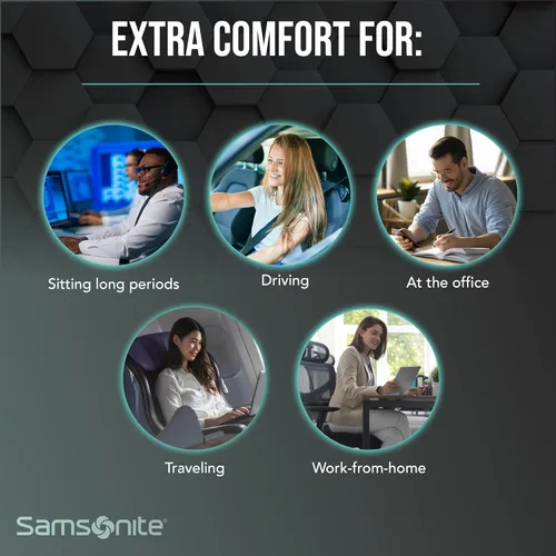 Vista 8 de Samsonite Cojín de asiento de espuma viscoelástica, cojín ergonómico para silla de oficina, almohadilla de presión de coxis, soporte de coxis