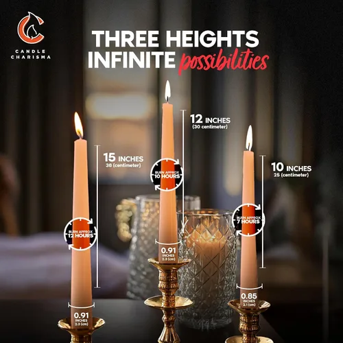 Vista 5 de Peach - Velas cónicas de 10 pulgadas, paquete de 12 velas de primera calidad, sin perfume, sin goteo y sin humo, para decoraciones de cumpleaños